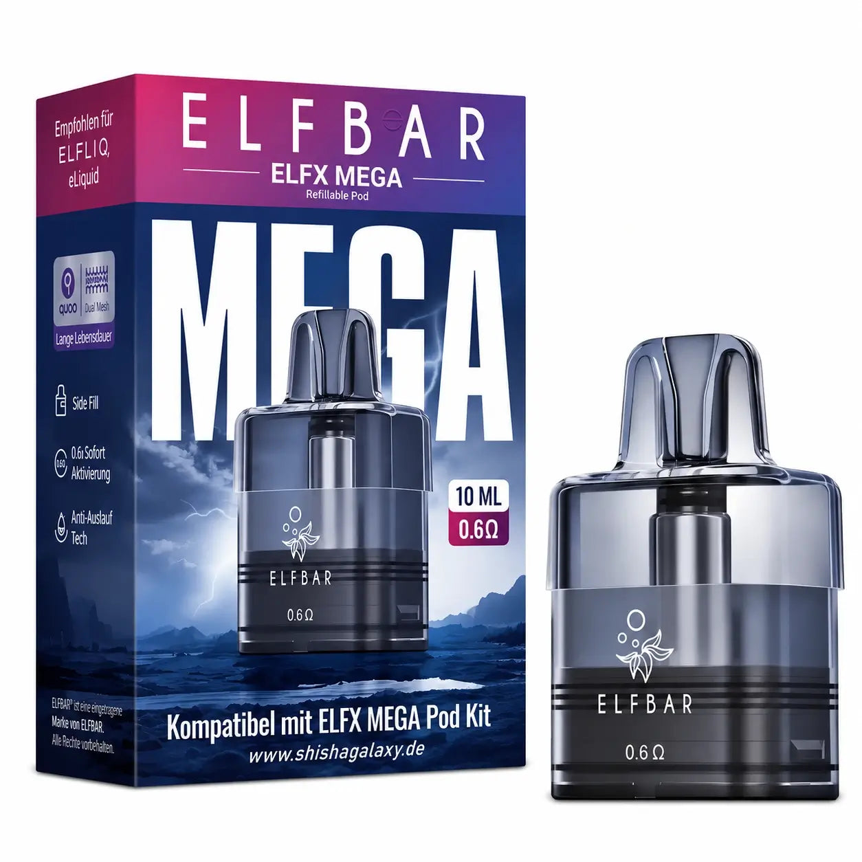Elfbar ElfX MEGA - Leerpod - 0,6 Ohm - 10 ml