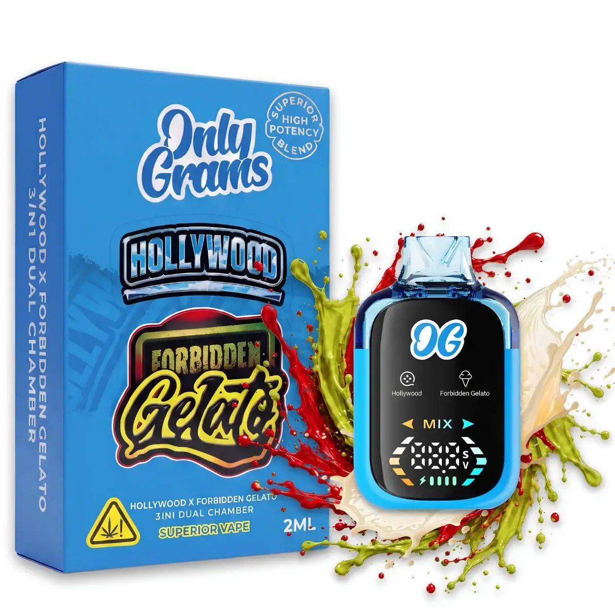 Only Grams Superior Dual Chamber Vape - Hollywood + Forbidden Gelato 2ml