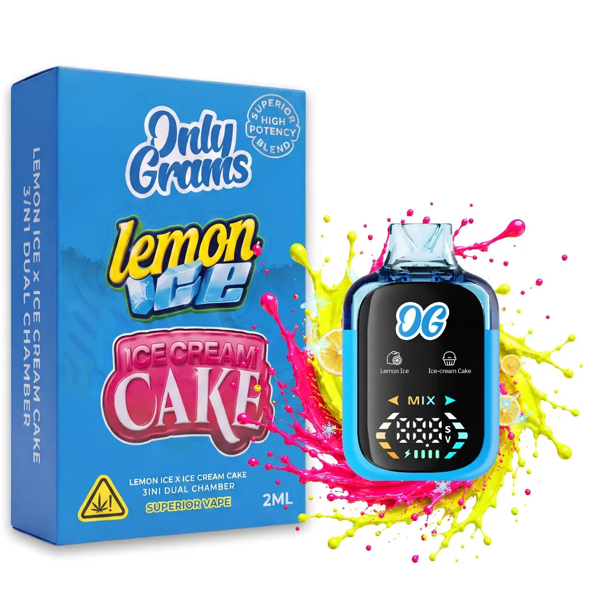 Only Grams Superior Dual Chamber Vape - Lemon Ice + Ice Cream Cake 2ml