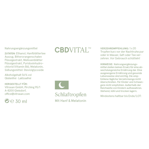 CBD VITAL Schlaftropfen mit Hanf und Melatonin 30ml