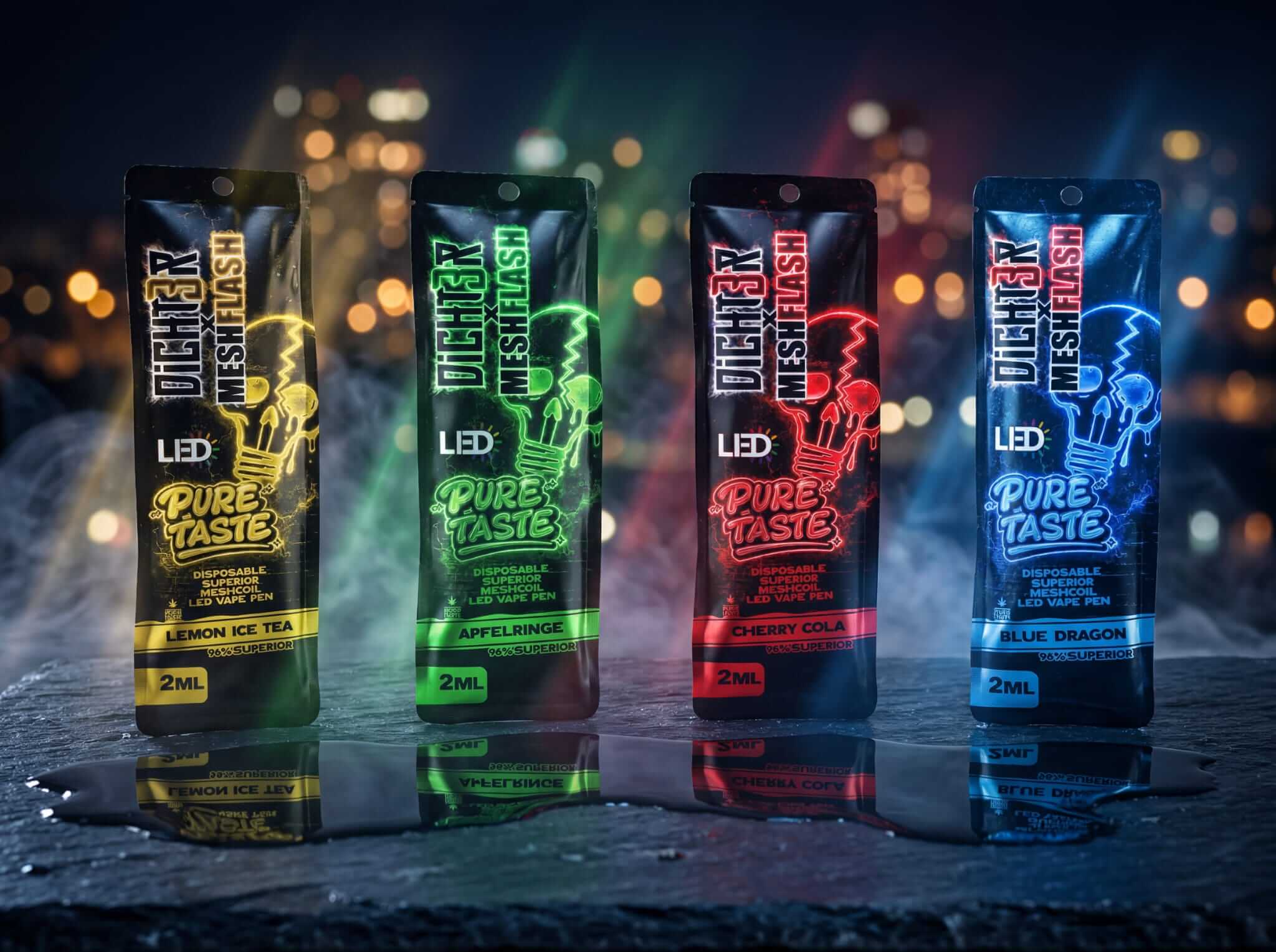 Meshflash x Dicht3r  98 % Superior Blend Vape – 4er Bundle Sonderedition