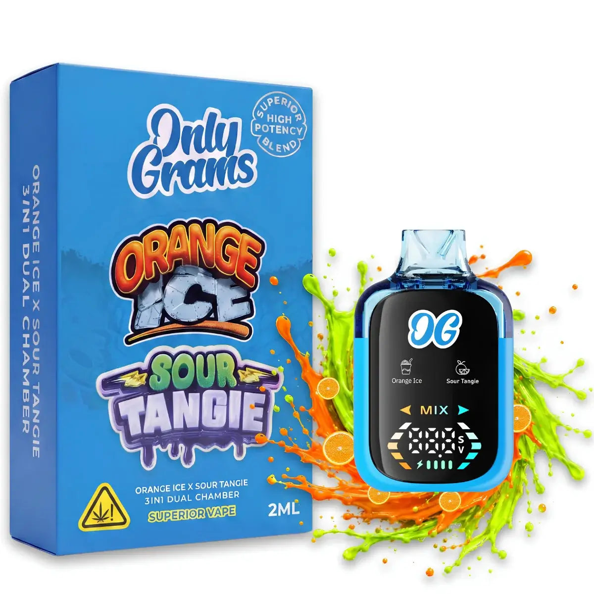 Only Grams Superior Dual Chamber Vape - Orange Ice + Sour Tangie 2ml