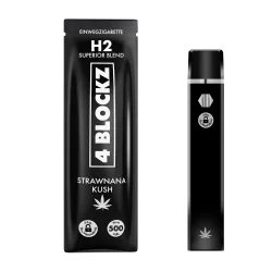 Schwarze Einweg-E-Zigarette der Marke 4BLOCKZ, Modell4 BLOCKZ H2 Superior Strawnana Kush