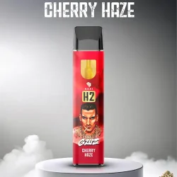 GZUZ H2 Superior Blend Vaporizer - Cherry Haze Einweg-E-Zigarette von ADAL, Geschmack "Blackberry Kush", mit einer Illustration eines tätowierten Mannes auf der Verpackung